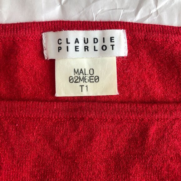 vintage late 90s CLAUDIE PIERLOT red twin-set Sz T1 - Picture 7 of 8